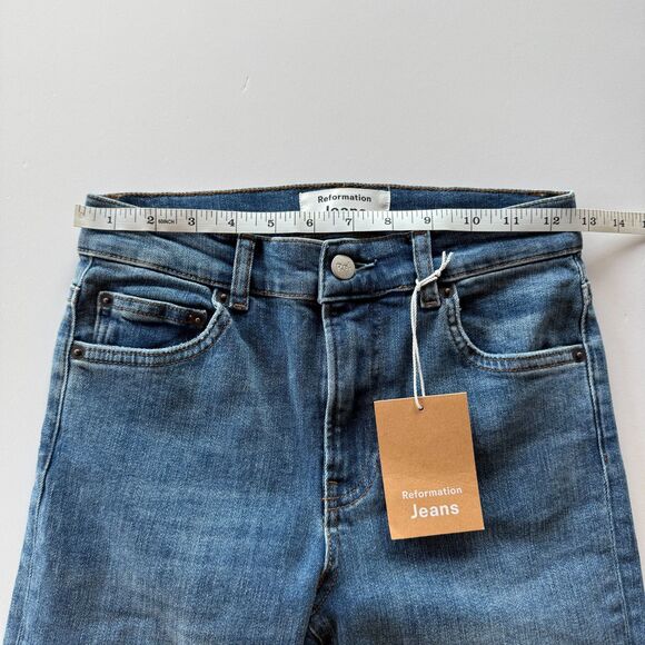 NWT Reformation Harper Mid-Rise Skinny Jeans in Destin Medium Wash Size 23 - Picture 13 of 14